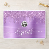 Dripping Purple Glitter Personalized HP Laptop Skin (Desk)