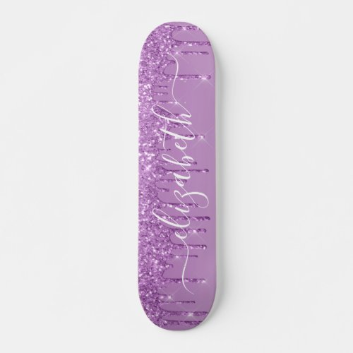 Dripping Purple Glitter Personalized Skateboard