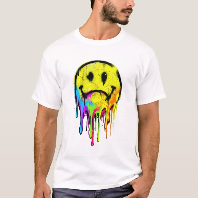 Dripping Rainbow Graffiti Smiley T-Shirt (Front)