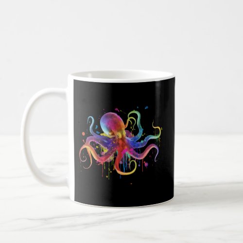 Dripping Rainbow Octopus Psychedelic Coffee Mug