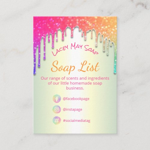Dripping Rainbow Soap Fragrance Ingredients Business Card
