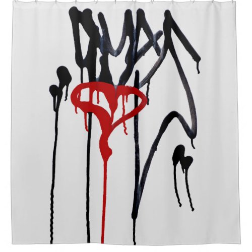 Dripping Red Graffiti Heart with Black Scribble Shower Curtain