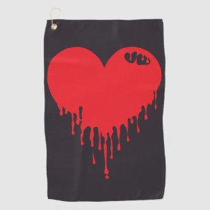 Dripping Red Heart Golf Towel