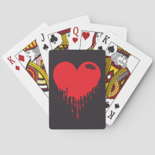 Dripping Red Heart Poker Cards