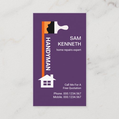 Dripping Red Paint Brush Handyman Home Repairs Business Card
