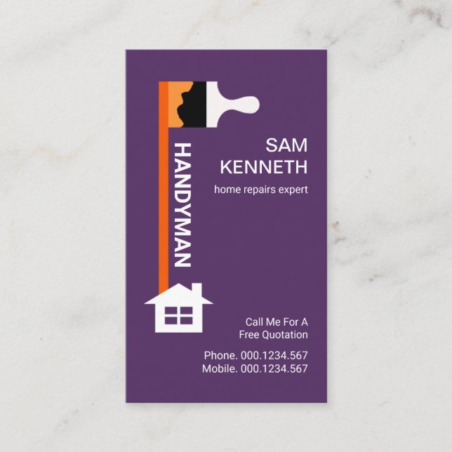 Dripping Red Paint Brush Handyman Home Repairs Business Card (Front)