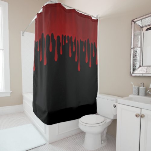 Dripping Red Satin Blood Drips Halloween Shower Curtain