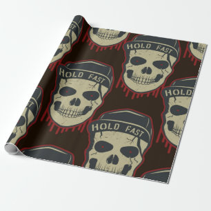 Dripping red Scary Skull Happy Halloween  Wrapping Paper