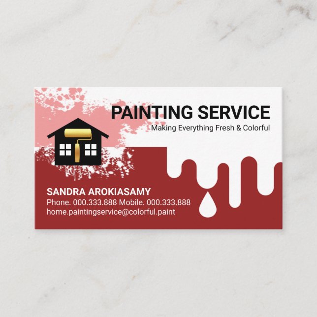 Dripping Red Wet Paint Home Repairs Business Card (Front)