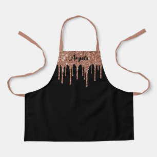 Dripping Rose Gold Glitter Glam Personalized S Apron