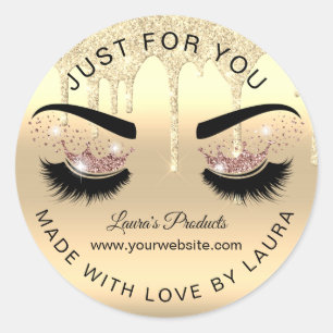 dripping rosegold lashes crown makeup lash made by classic round sticker