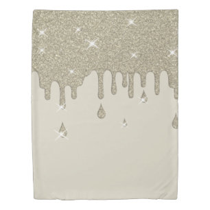 Dripping Silver Glitter Effect & Sparkles Duvet Cover