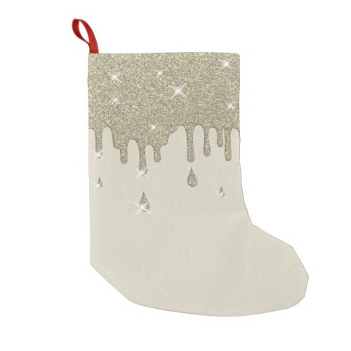 Dripping Silver Glitter Effect  Sparkles Small Christmas Stocking