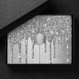 Dripping Silvery Glitter Platinum Faux Metallic Tissue Paper