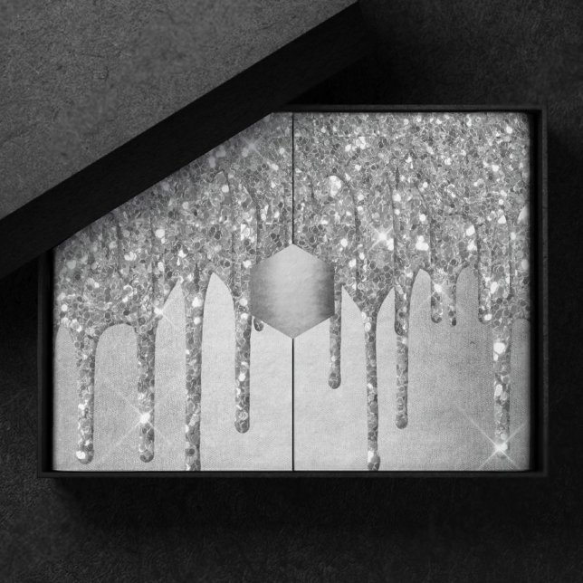 Dripping Silvery Glitter | Platinum Faux Metallic Tissue Paper (Creator Uploaded)