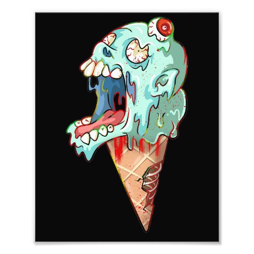 Dripping Skull Melting Ice Cream Photo Print