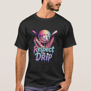 Dripping Softball Sports Drip Drippy Ice Cream Sof T-Shirt