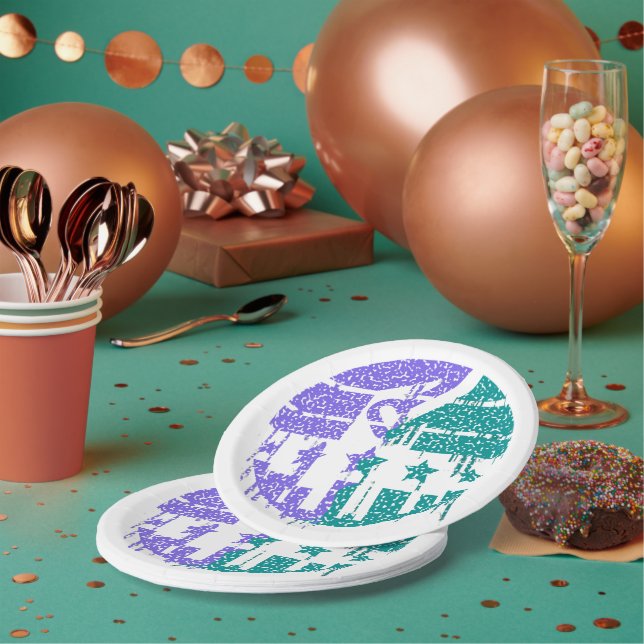 Dripping Speckles - Colorful Convergence Paper Plates (Multi)