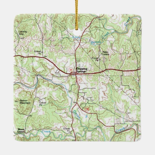 Dripping Springs TX Vintage Map Ceramic Ornament (Back)