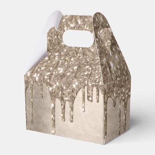 Dripping Taupe Glitter  Champagne Gold Drizzle Favor Boxes