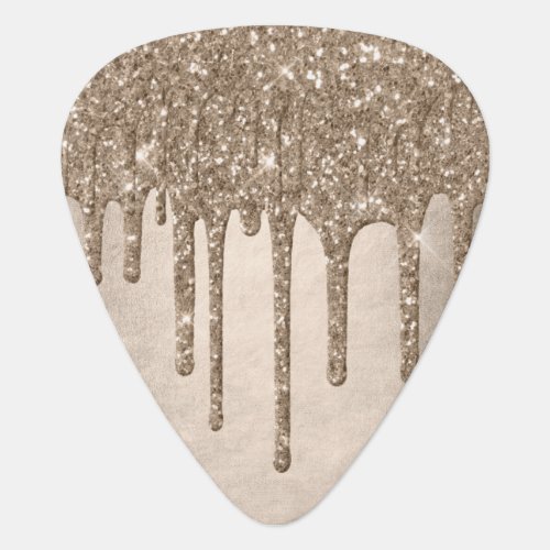 Dripping Taupe Glitter  Champagne Gold Drizzle Guitar Pick