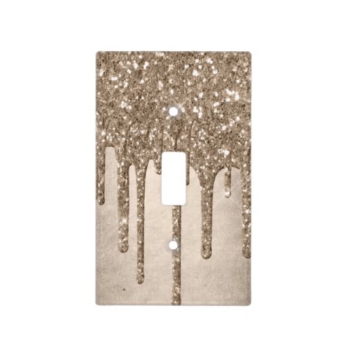 Dripping Taupe Glitter  Champagne Gold Drizzle Light Switch Cover