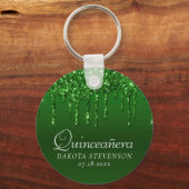 Dripping Taupe Glitter | Champagne Gold Shower Keychain (Front)