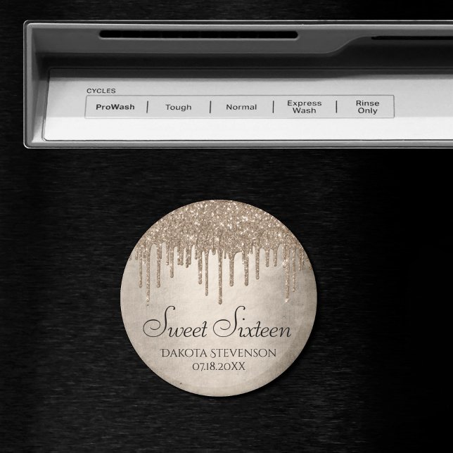 Dripping Taupe Glitter | Champagne Sweet Sixteen Magnet (Creator Uploaded)
