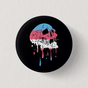 Dripping Trans Pride Skull Transgender Lgbt Commun Button
