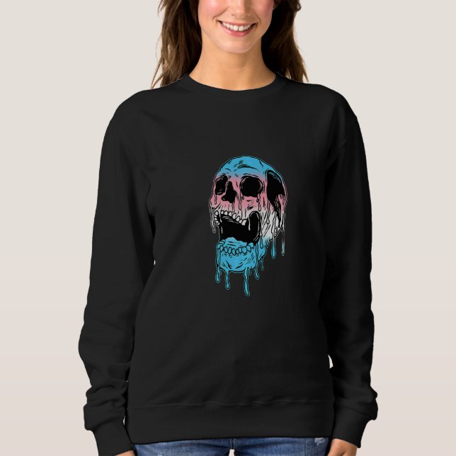 Dripping Trans Pride Skull Transgender LGBT Premiu Sweatshirt (Front)
