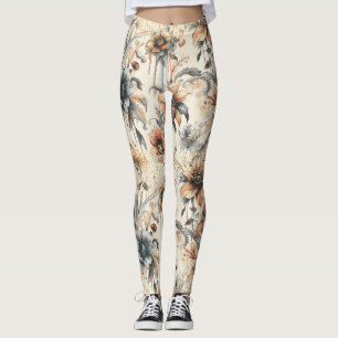Dripping Vintage Flowers Leggings