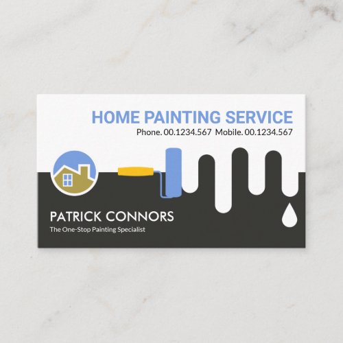 Dripping Wall Paint Roller Brush Painting Home Business Card
