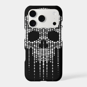 Dripping White Dot Skull on Black Background iPhone 17 Pro Case
