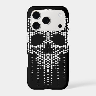 Dripping White Dot Skull on Black Background iPhone 17 Pro Case