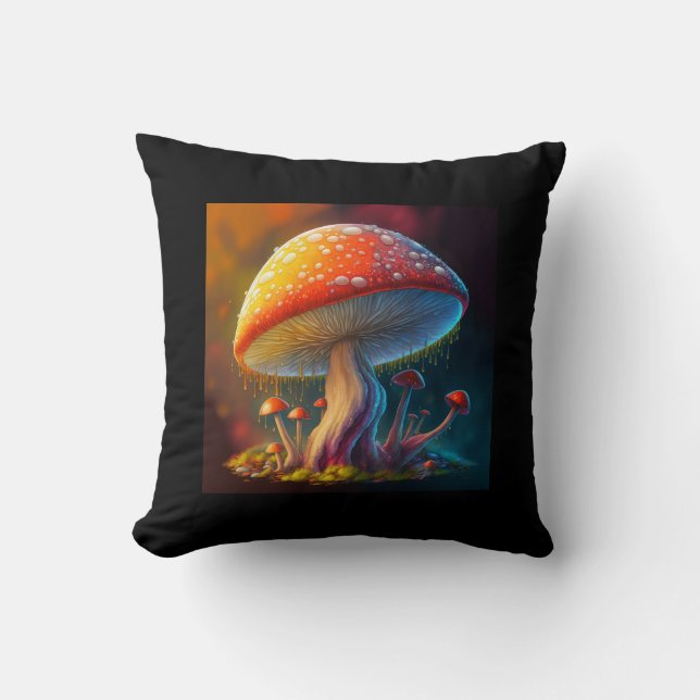 Drippy Amanita Muscaria Throw Pillow (Front)