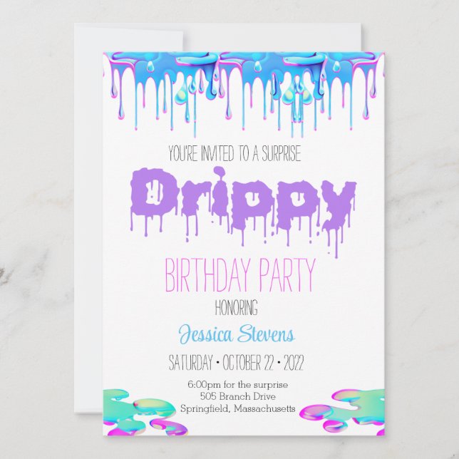 Drippy Birthday Invitation (Front)