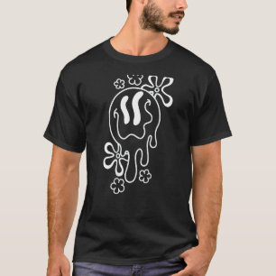 Drippy Face Aesthetic Hippie Groovy On Back T-Shirt