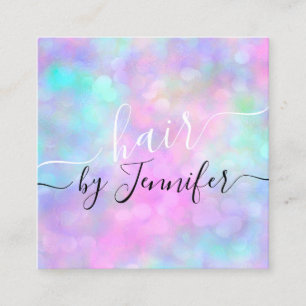 Drips 6 Punches Hairdresser Makeup Holographic Square Business Card