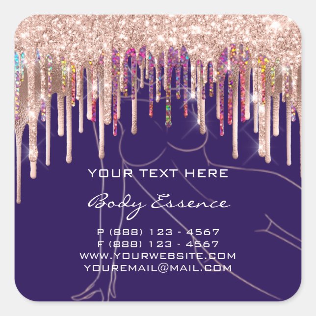  Drips Body Shaping Soap Balm Cosmetic Blue Navy Square Sticker (Front)