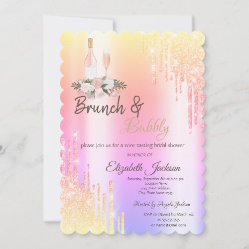 Drips Brunch  Bubbly Ombre Bridal Shower  Invitation