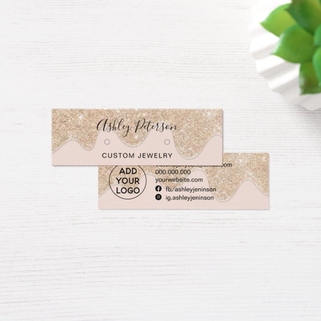 Drips chic gold glitter studs earrings display (Desk)