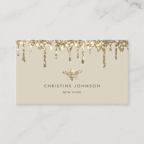 drips faux glitter bee business card