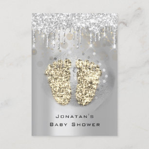 Drips Glitter Baby Shower Feet Gold Gray Girl Boy Invitation