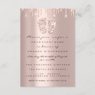 Drips Glitter Baby Shower Feet Rose Blush Girl Boy Invitation