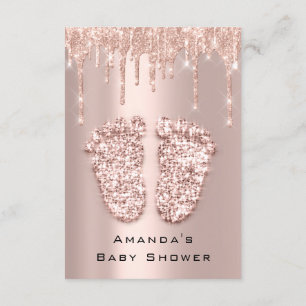 Drips Glitter Baby Shower Feet Rose Blush Girl Boy Invitation