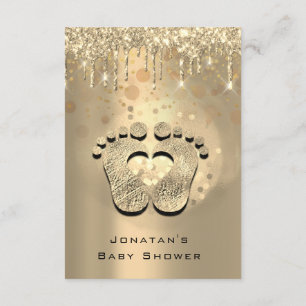 Drips Glitter Baby Shower Feet Sepia Dots Girl Boy Invitation