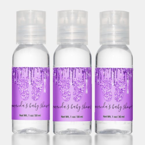 Drips Glitter Feet Baby Shower Girl Boy Purple Han Hand Sanitizer