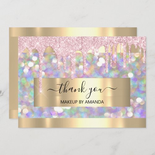 Drips Glitter Gold Thank You Insert  Invitation