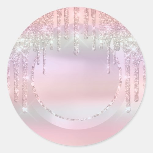  Drips Glitter Sweet 16th Unicorn Holograph Ombre Classic Round Sticker