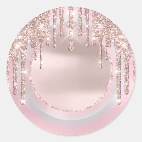  Drips Glitter Sweet 16th Unicorn Holograph Pink Classic Round Sticker
